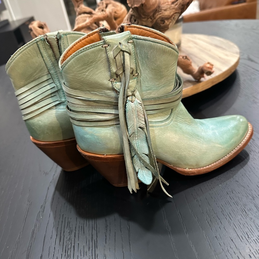 Lucchese Teal Leather Ankle Boots - Picture 4 of 7